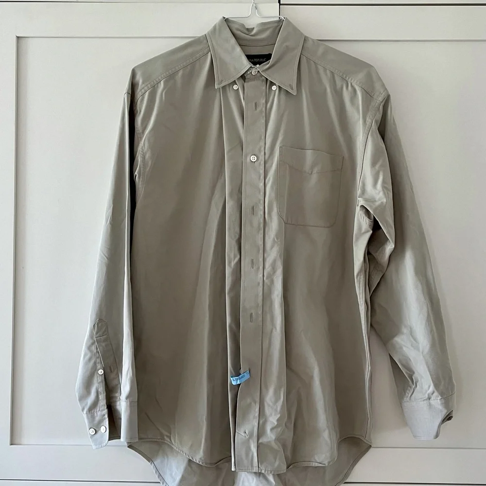 Banana Republic Khaki Tan Button Collar Shirt, sz M